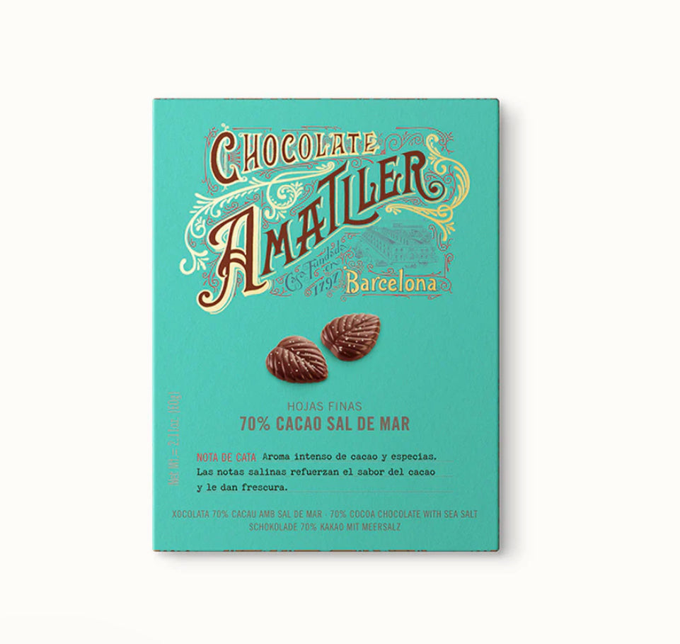 Amatller Salted 70% Dark Chocolate Leaves 60g