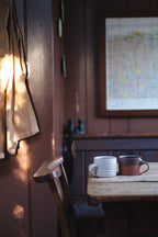 Low wide mug - terracotta half dip by Eleanor Torbati