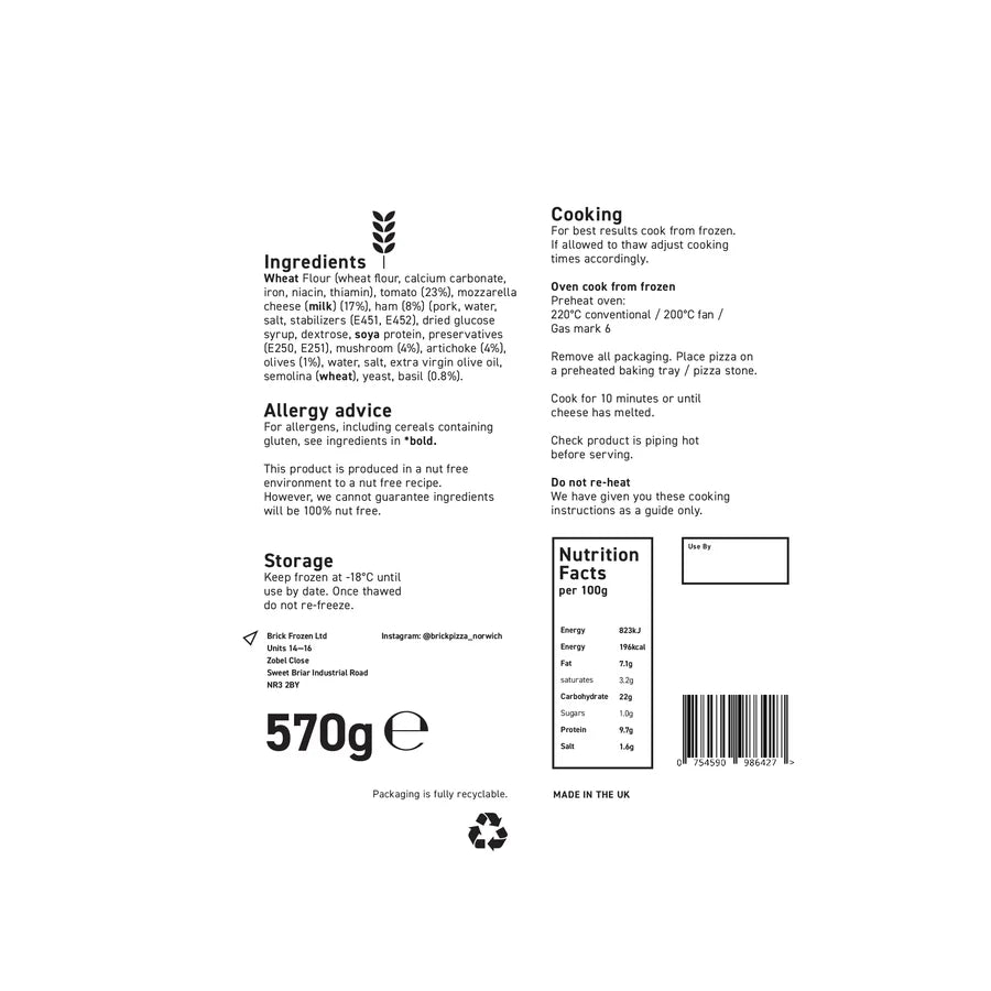 Brick pizza - Capricciosa