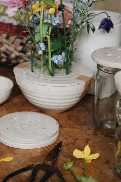 Wheel Thrown Floral Jar Holder