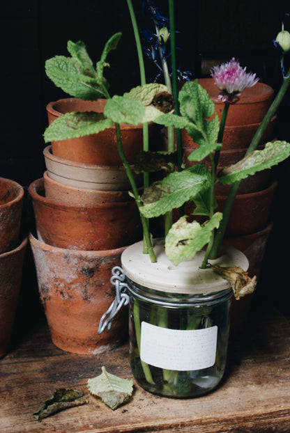 Wheel Thrown Floral Jar Holder