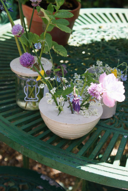 Wheel Thrown Floral Jar Holder