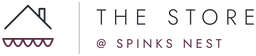 The Store at Spinks Nest logo: a roof and chimney over a scalloped shop awning in plum